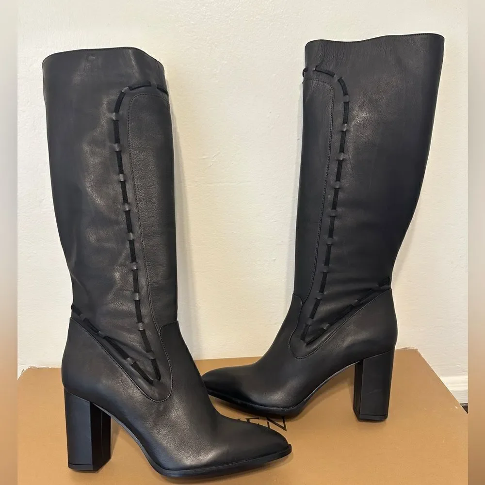 Sylven New York Women’s straps tall  leather  boot in black Sz 11, new in box